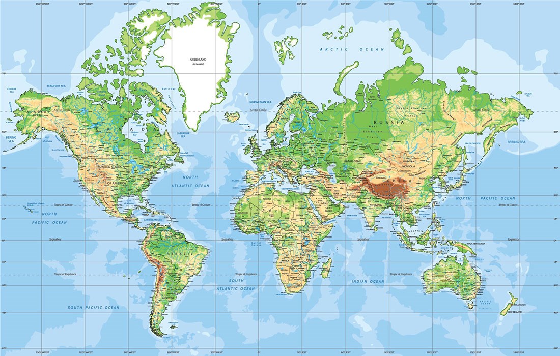 Ayrıntılı Dünya Haritası Duvar Kağıdı