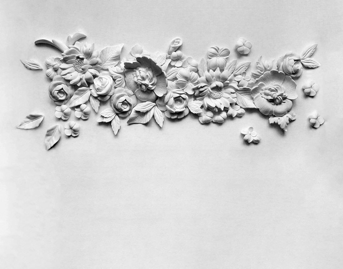 Kabartma Taş Çiçek Motifli 3D Duvar Kağıdı