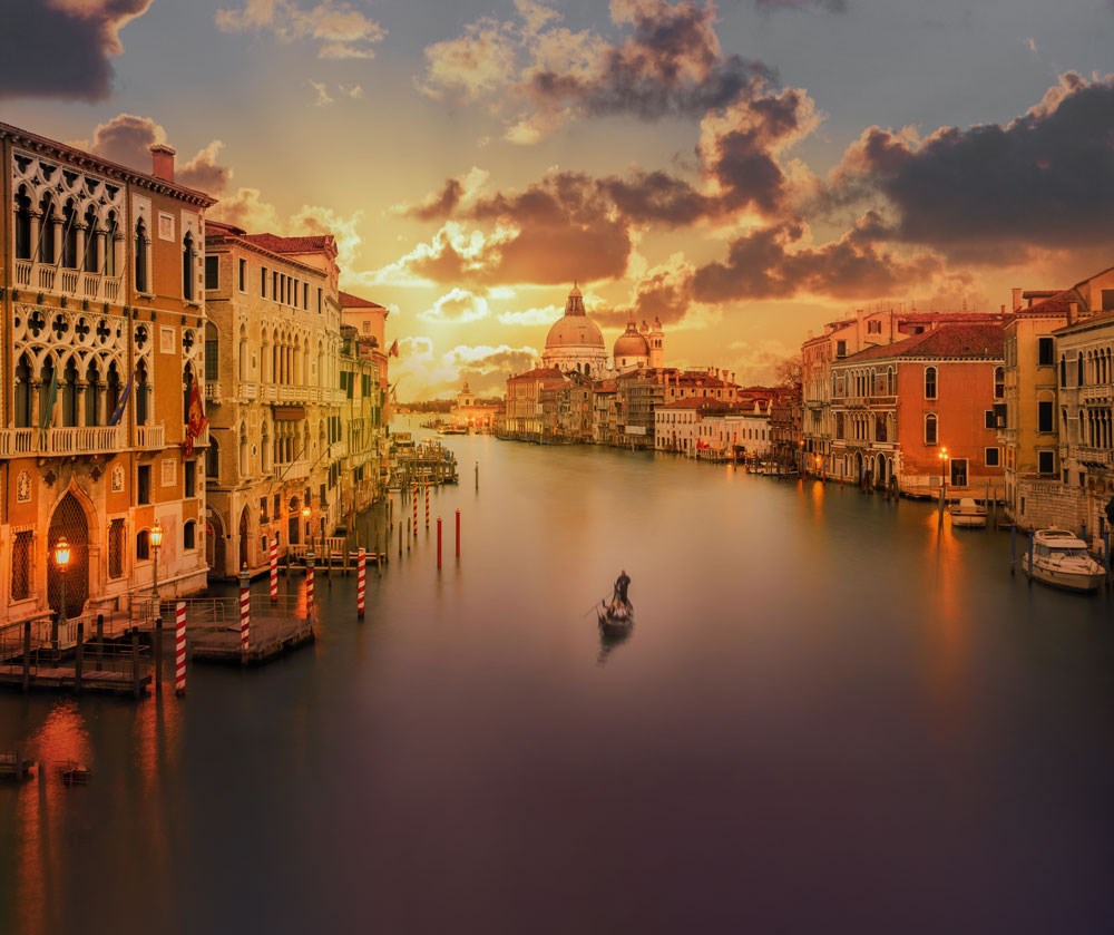 Akşamüstü Venedik Manzarası 3D Duvar Kağıdı