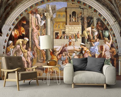 Raphael Borgo Yangını Tablosu Duvar Kağıdı Görseli 