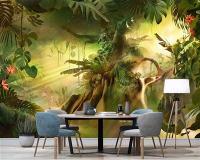 Amazon Ormanları Fantastik 3D Safari Duvar Kağıdı 