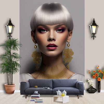 Kadın Portre Bayan Kuaförü Duvar Kağıdı 3D 