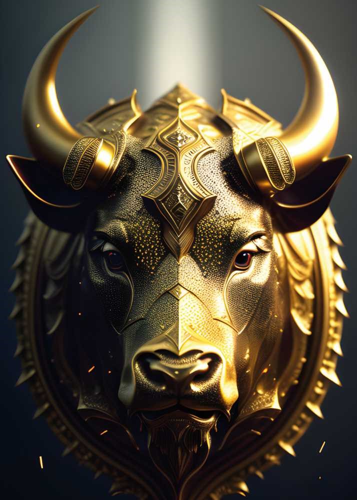 Gold Bull Portre 3D Duvar Kağıdı