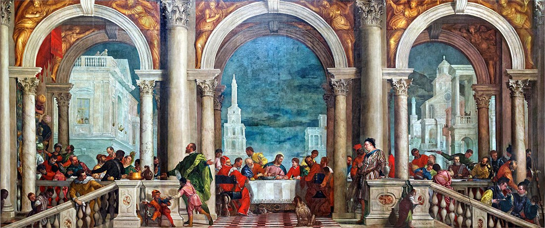 Levi'nin Evinde Ziyafet Paolo Veronese'nin Resim Tablosu Duvar Kağıdı 