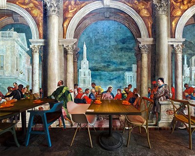 Levi'nin Evinde Ziyafet Paolo Veronese'nin Resim Tablosu Duvar Kağıdı 