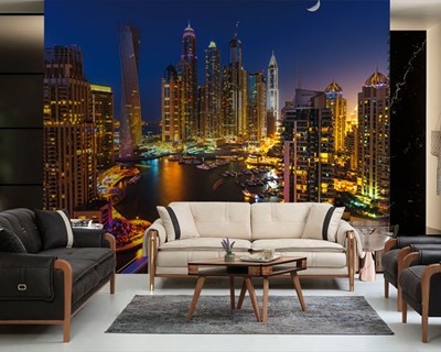 Dubai Şehri Gece Manzarası Duvar Kağıdı