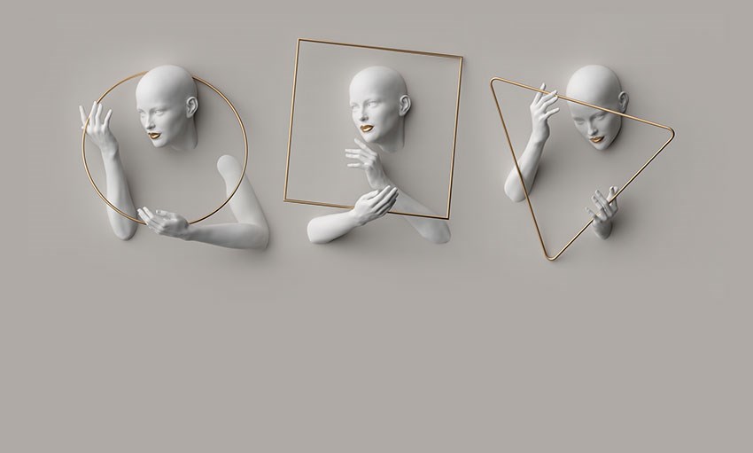 Duvarda Kabartma Heykel Kadın Portreler Duvar Kağıdı 3D