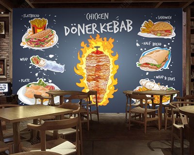 Döner Kebap Yazılı Duvar Kağıdı Modeli