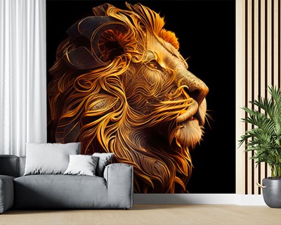 Profilden Aslan Portresi 3D Duvar Kağıdı Modeli