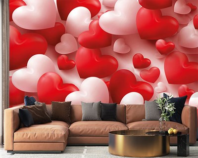 Balon Kalpler Romantik Duvar Kağıdı 3D 