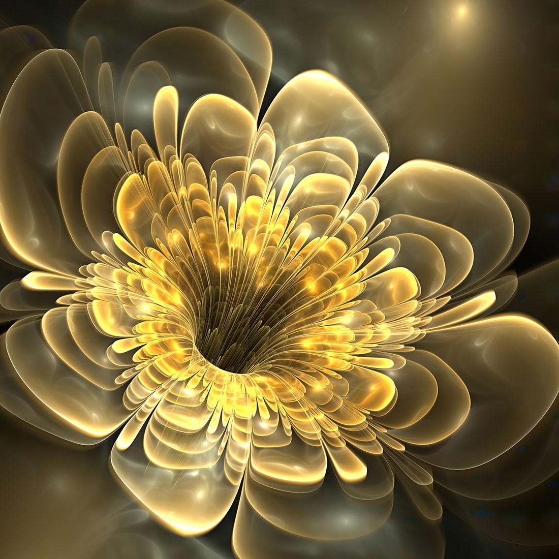 Gold Renk 3 Boyutlu Şeffaf Çiçek Duvar Kağıdı 