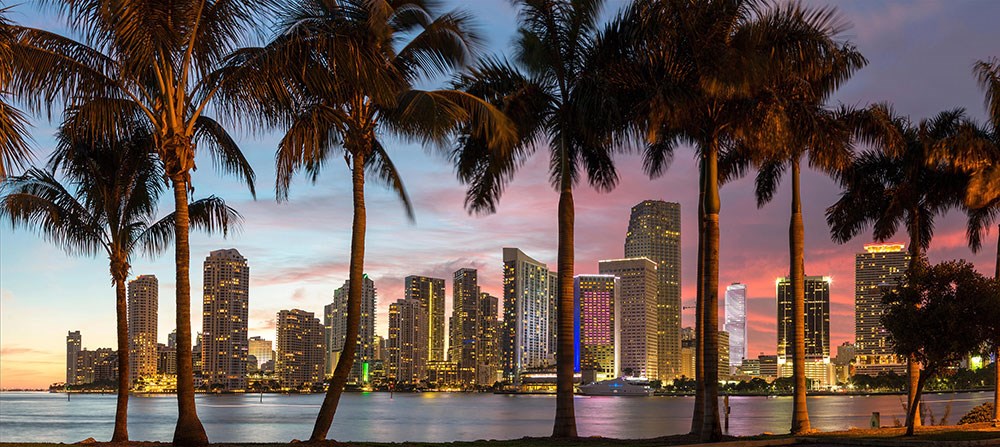 Miami Şehri Gece Manzaralı 3D Duvar Kağıdı