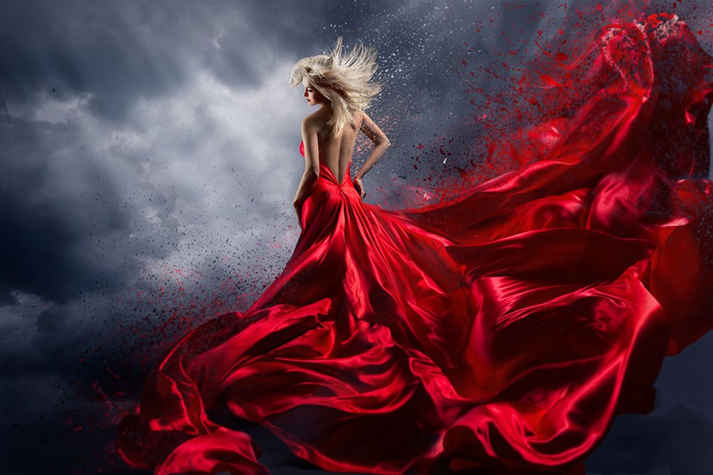 Kırmızı Elbisesi Uçuşan Kız Duvar Kağıdı
