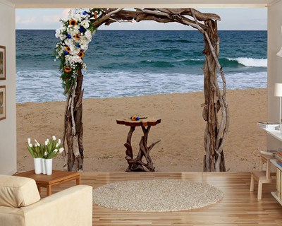 Sahil Düğünü Temalı 3D Duvar Kağıdı 