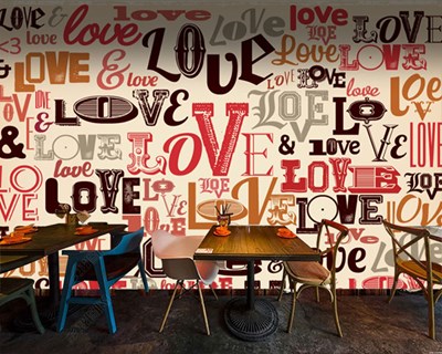 Rustik Concept Love Yazılı Duvar Kağıdı