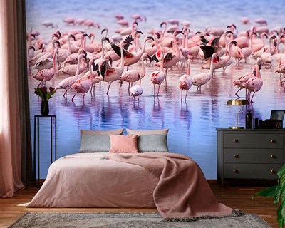 Pembe Flamingolar 3d Duvar Kağıdı