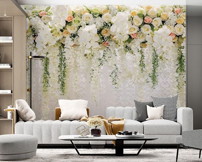 Düğün Çiçekleri 3D Duvar Kağıdı