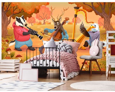Müzik Yapan Animasyon Hayvanlar Duvar Kağıdı