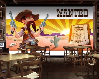 Western Kovboy Animasyon 3d Duvar Kağıdı