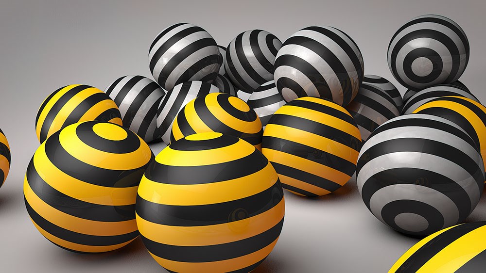 Sarı Siyah Arı Çizgili Toplar 3D Duvar Kağıdı