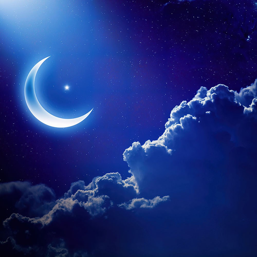 Bulutlu Geceyi Aydınlatan Ayyıldız 3 Boyutlu duvar Kağıdı