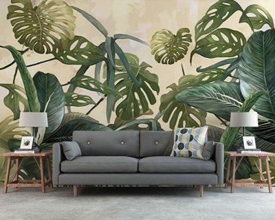 Modern Tropikal Yağmur Ormanı Muz Yaprakları Yaprak Murales 3D Duvar Resmi HD Fotoğraf Duvar Kağıdı