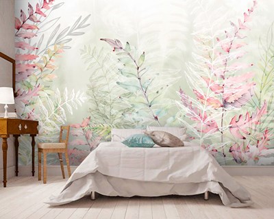 Avrupa Tarzı Tropikal Pembe Yaprak Ev dekorasyon Oturma Odası Duvar Kağıdı
