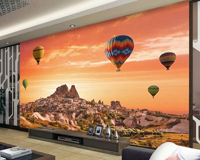 Kapadokya ve Sıcak Hava Balonları 3 Boyutlu Duvar Kağıdı