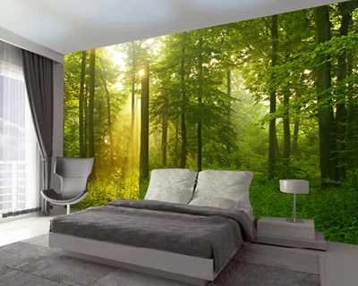 Yeşil Orman Manzaralı 3 Boyutlu Duvar Kağıdı