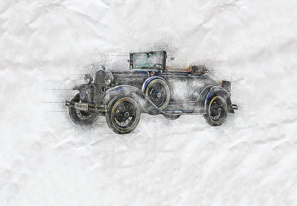 Londra Klasik Otomobil 3D Tek Parça Duvar Kağıdı