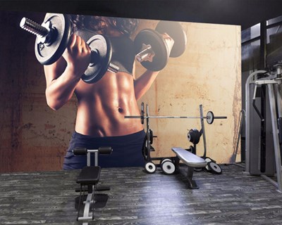 Adonis Kası Resimli Bayan Fitnes Salonu 3D Duvar Kağıdı