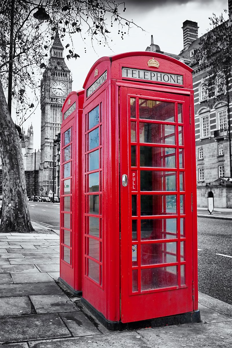 Londra Kırmızı Telefon Kulübeleri 3D Duvar Kağıdı