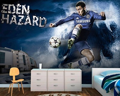 Eden Hazard Posteri 3D Duvar Kağıdı Tek Parça