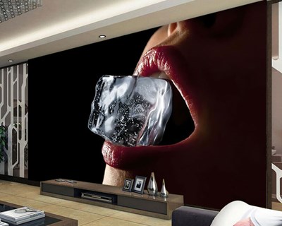 Ağzında Buz Tutan Kadın Bar Duvar Kağıdı 3D