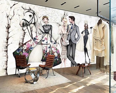 Giyim Mağazası Dekoratif Duvar Kağıdı 3D