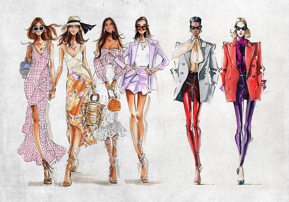 Stilistlik Ve Moda Tasarım Çizimleri Giyim Mağazası Duvar Kağıdı
