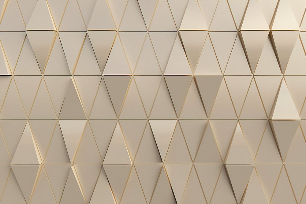 3 Boyutlu Krem Renkli Üçgenler Geometrik Şekiller Ofis Duvar Kağıdı
