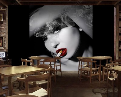 Cafe Bar Mekan 3D Duvar Kağıdı Tek Parça