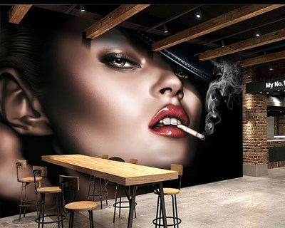 Cafe Salonu Kadın Temalı Bar Duvar Kağıdı 3D
