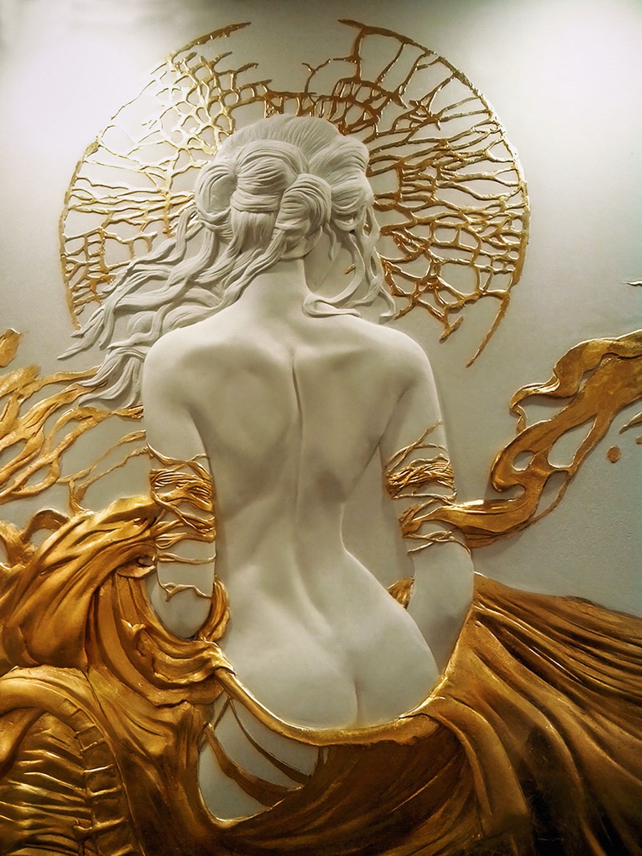 Sanatsal Kadın Vücudu Kabartmalı 3D Duvar Kağıdı