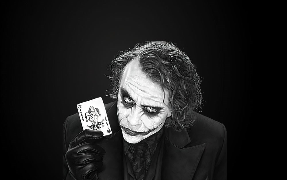 Siyah Beyaz Joker Karakteri Duvar Posteri 