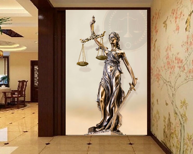 Adaletin Kılıcı ve Terazisi Duvar Kağıdı Görseli Tek Parça 3D
