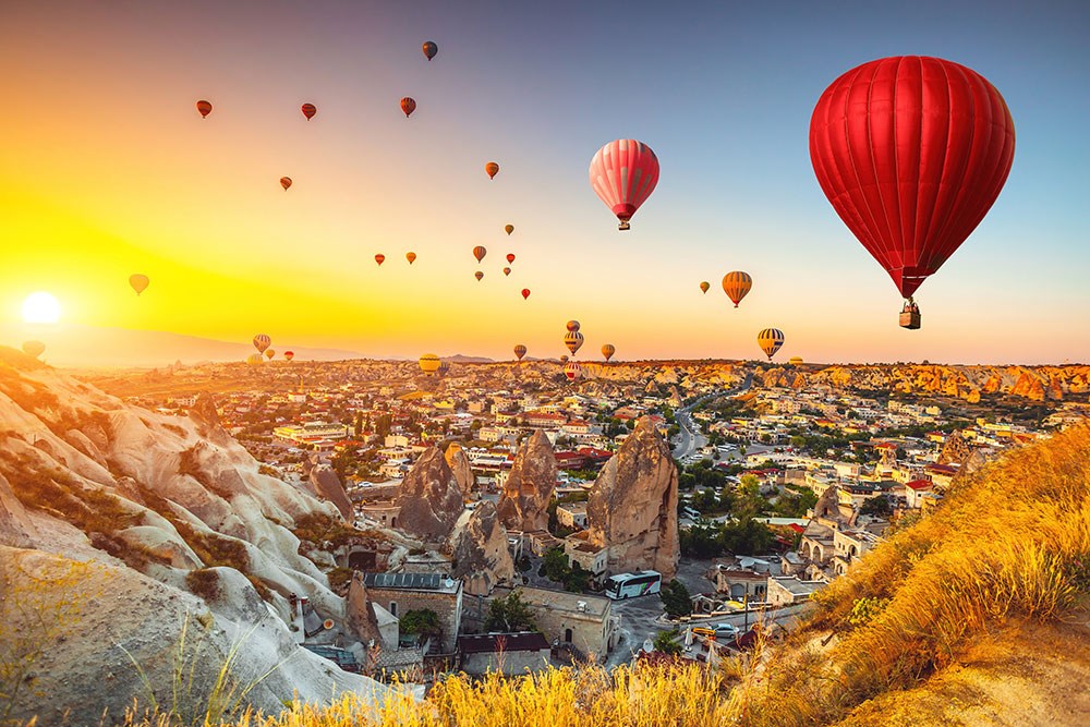 Kuş Bakışı Kapadokya Manzarası 3 Boyutlu Duvar Kağıdı Görseli