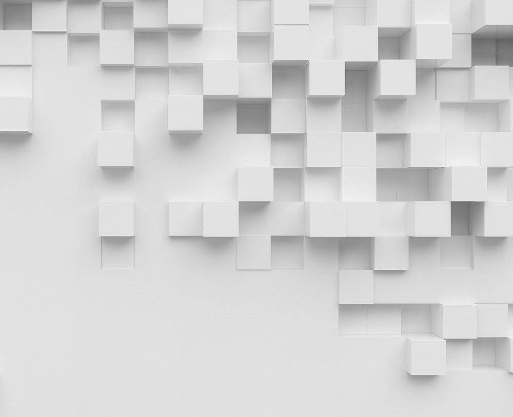 Beyaz 3D Kare Şekiller Duvar Kağıdı