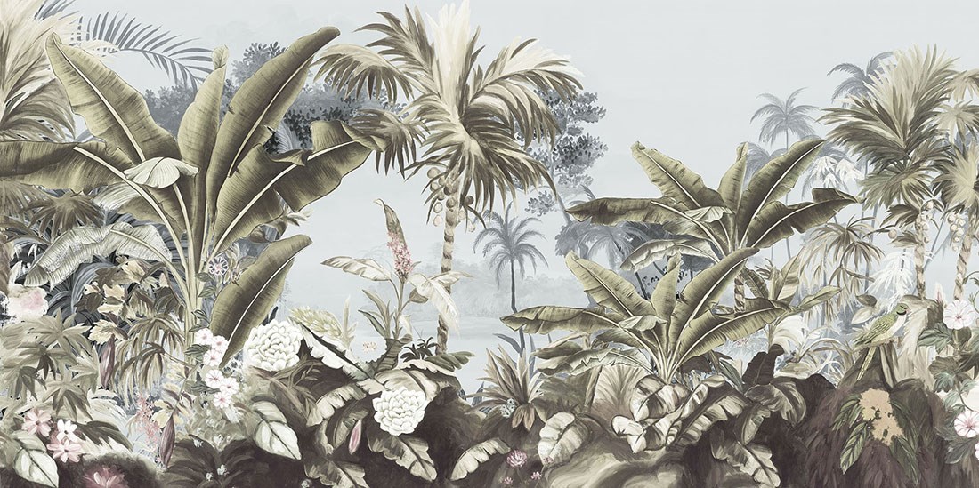 Tropikal Yapraklar Safari 3D Duvar Kağıdı Görseli
