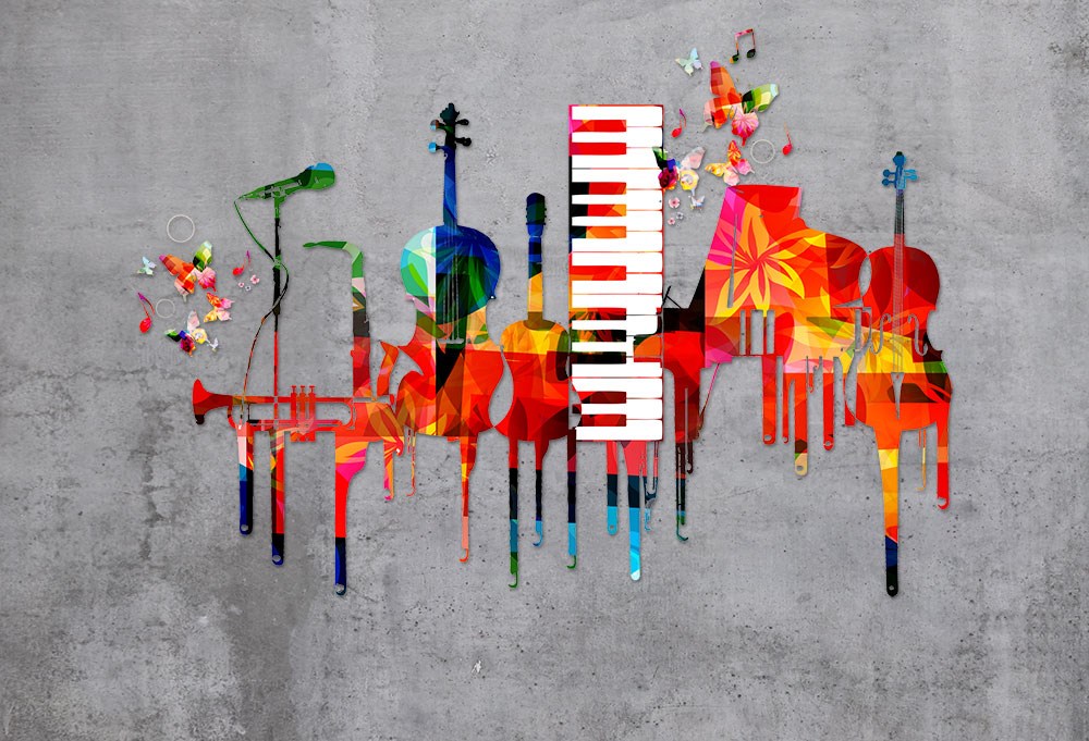Müzik Okulu 3D Tasarım Duvar Kağıdı Görseli