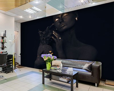 Siyah Ananas Siyahi Kadın Portre 3D Güzellik Merkezi Duvar Kağıdı
