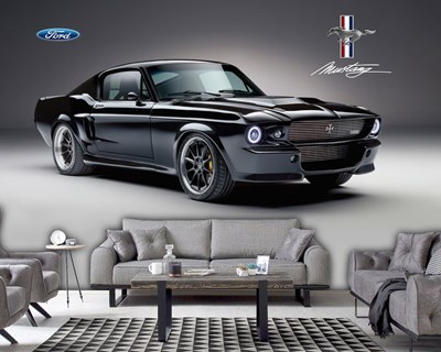 Siyah Mustang 3D Duvar Kağıdı Görseli