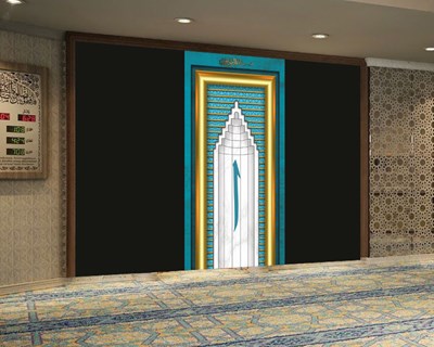 Turkuaz Renkli Gold Detaylı Elif Harfi 3D Duvar Kağıdı 