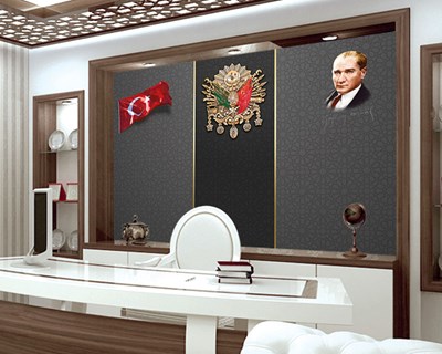Atatürk Portresi Türk Bayrağı 3D Duvar Kağıdı Görseli
